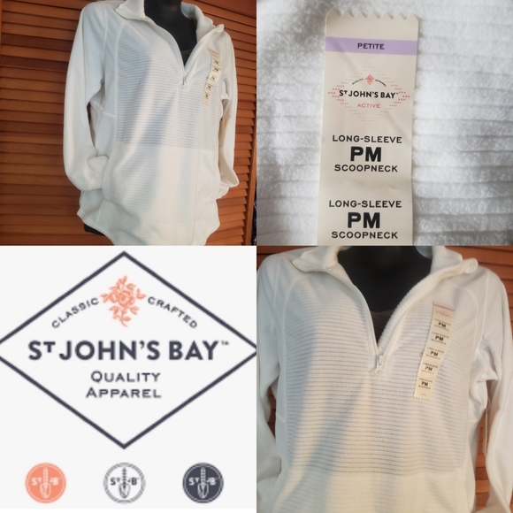 St John's Bay | Petite Med | Cream Fleece Half-Zip - Picture 2 of 7